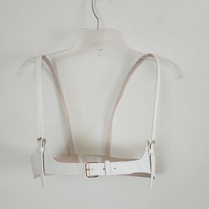H&M White Faux Leather Harness Elastic Back Adjustable Western Edgy